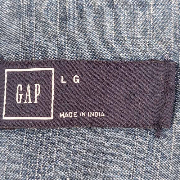 Denim Utility Sleeveless Shirtdress, Size L - Picture 4 of 9